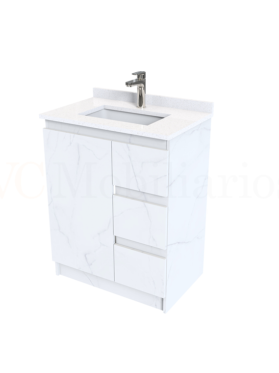 Mueble vanitorio al piso de 70 cm con cubierta de cuarzo M2-738 / Marmara 1