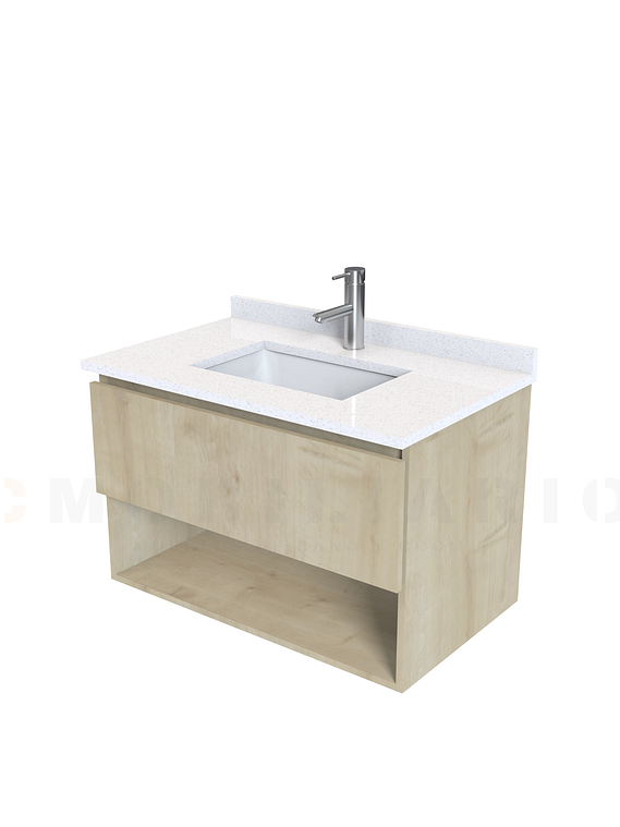 Mueble Vanitorio aereo de 80cm M1-838-A con cubierta de cuarzo / Rustico 1