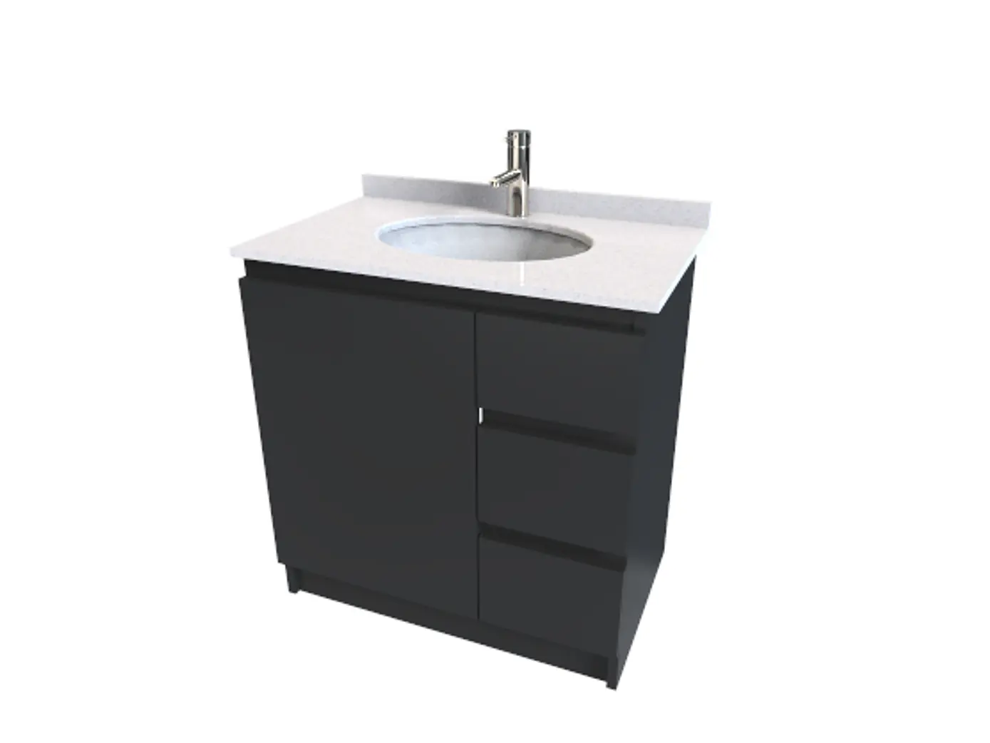 Mueble Vanitorio al piso de 70 cm con cubierta de cuarzo M2-703 / Negro 1