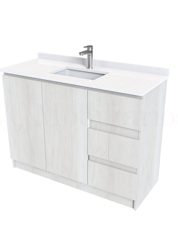 Mueble vanitorio al piso de 130 cm con cubierta de cuarzo M2-1338 / Toscana 1