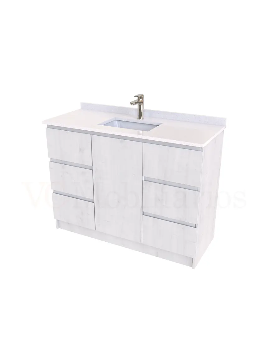 Mueble vanitorio al piso de 120 cm con cubierta de cuarzo M6-1238 / Alaska 1