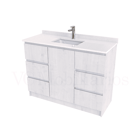 Mueble vanitorio al piso de 120 cm con cubierta de cuarzo M6-1238 / Alaska