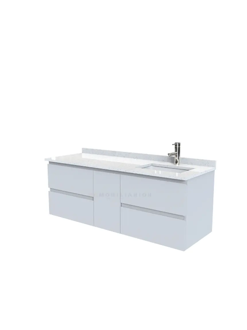 Mueble vanitorio Aéreo de 150 cm con cubierta de cuarzo / M2-1533 -A / Gris Humo 1