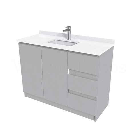 Mueble vanitorio al piso de 130 cm con cubierta de cuarzo M2-1338 / Notte