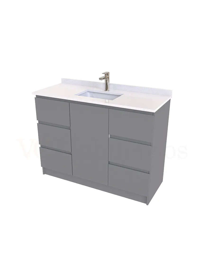 Mueble vanitorio al piso de 120 cm con cubierta de cuarzo M6-1238 / Carbon 1