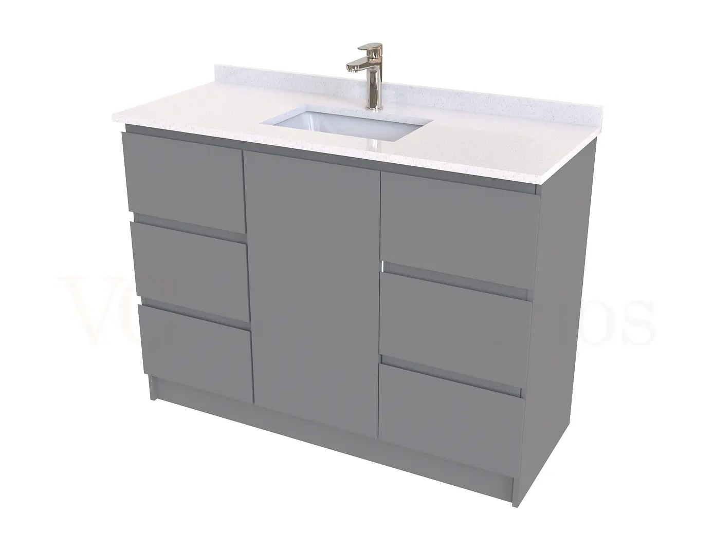 Mueble vanitorio al piso de 120 cm con cubierta de cuarzo M6-1238 / Carbon 1