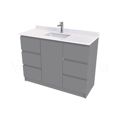 Mueble vanitorio al piso de 120 cm con cubierta de cuarzo M6-1238 / Carbon