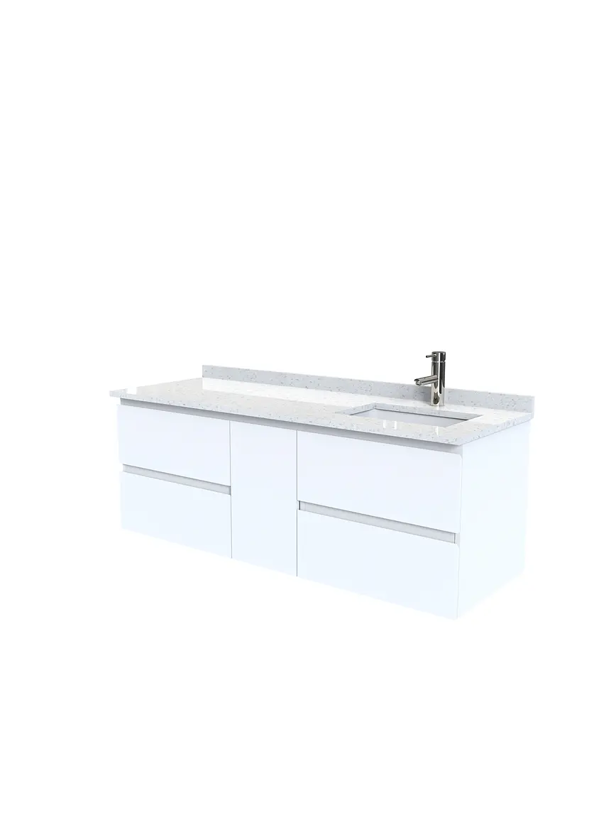 Mueble vanitorio Aéreo de 150 cm con cubierta de cuarzo / M2-1533 -A / Blanco 1