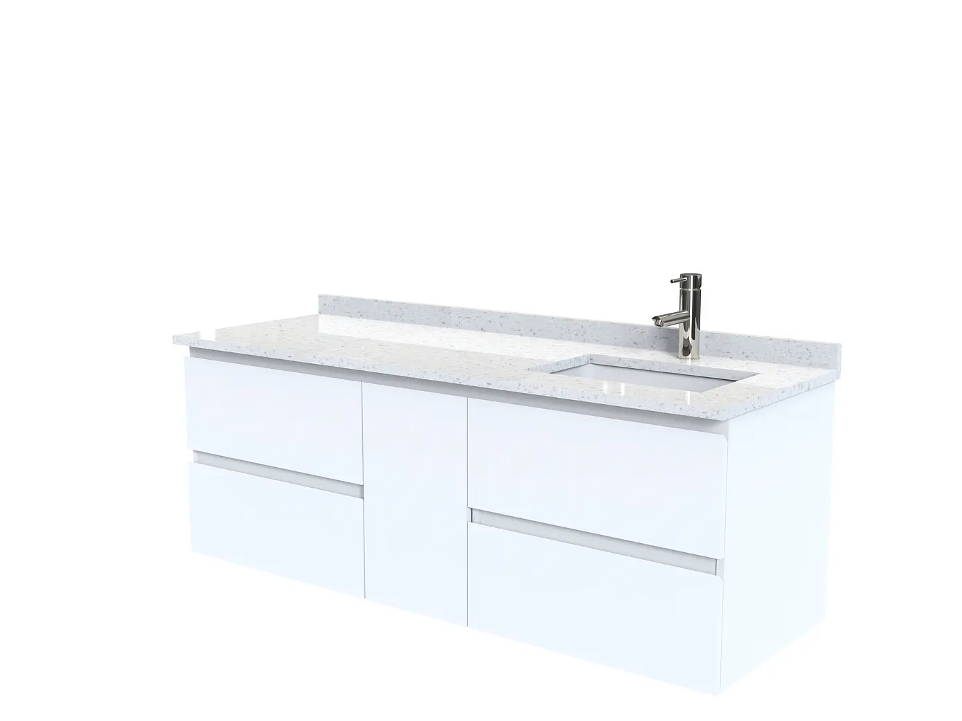 Mueble vanitorio Aéreo de 150 cm con cubierta de cuarzo / M2-1533 -A / Blanco 1