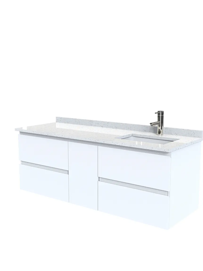 Mueble vanitorio Aéreo de 150 cm con cubierta de cuarzo / M2-1533 -A / Blanco 1
