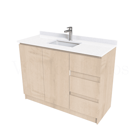 Mueble vanitorio al piso de 130 cm con cubierta de cuarzo M2-1338 / Rustico