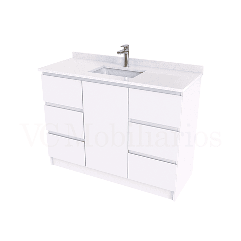 Mueble vanitorio al piso de 120 cm con cubierta de cuarzo M6-1238 / Blanco