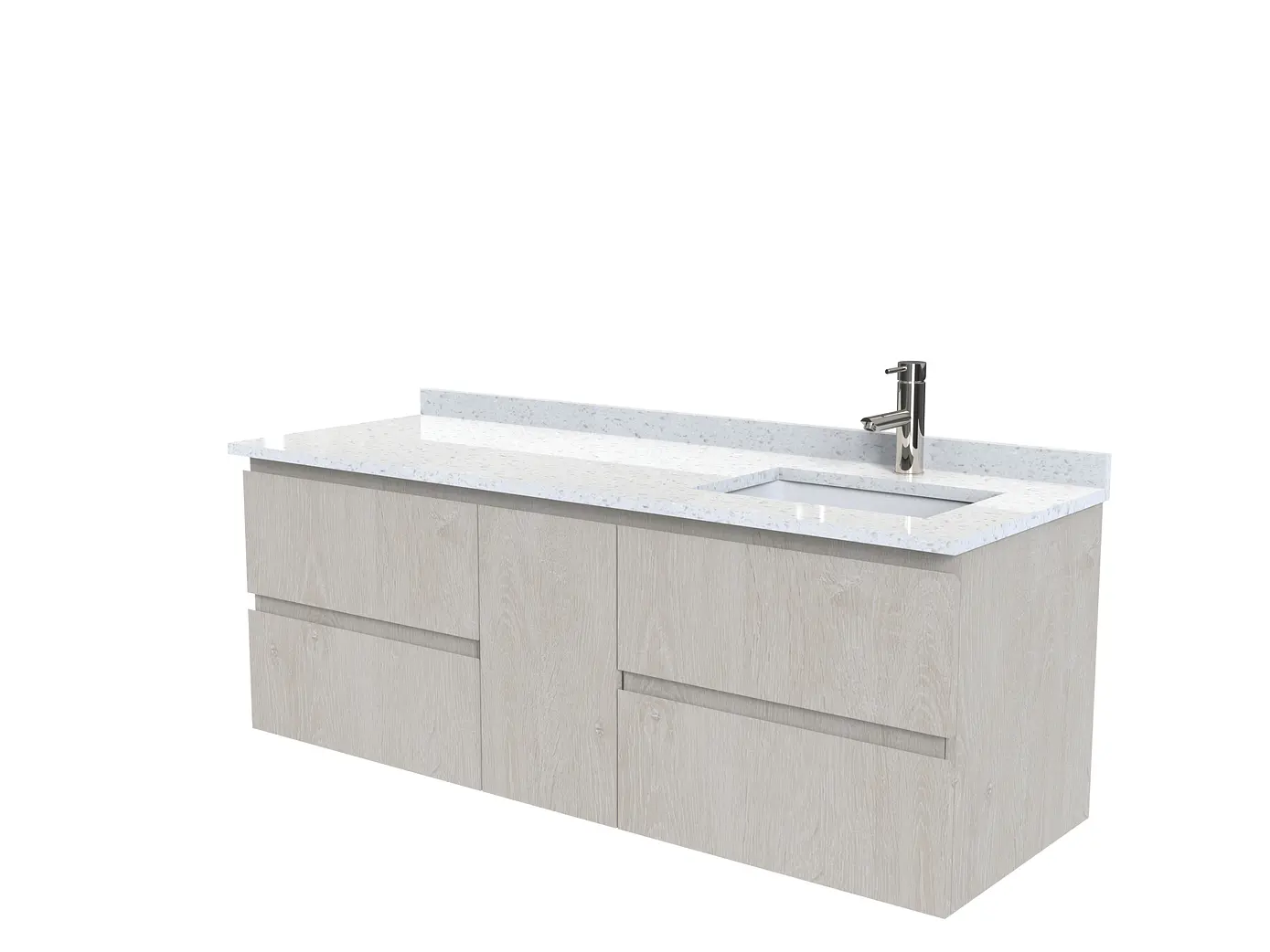 Mueble vanitorio Aéreo de 150 cm con cubierta de cuarzo / M2-1533 -A / Provenzal 1