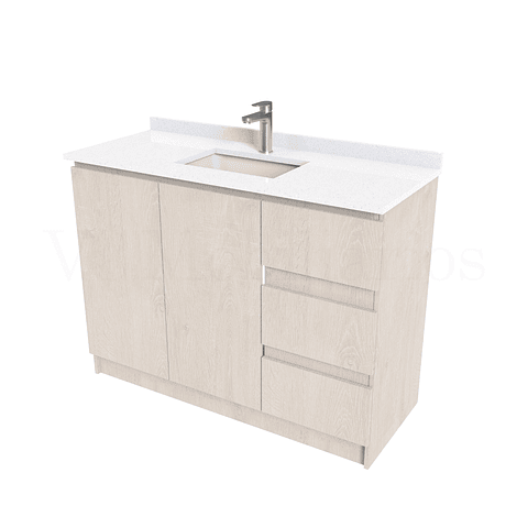 Mueble vanitorio al piso de 130 cm con cubierta de cuarzo M2-1338 / Provenzal