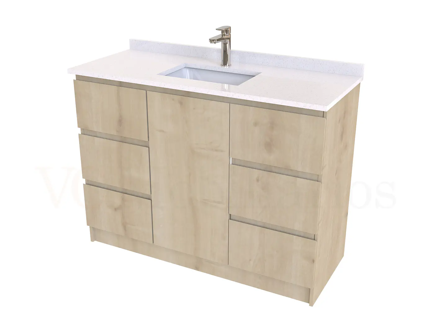 Mueble vanitorio al piso de 120 cm con cubierta de cuarzo M6-1238 / Rustico 1