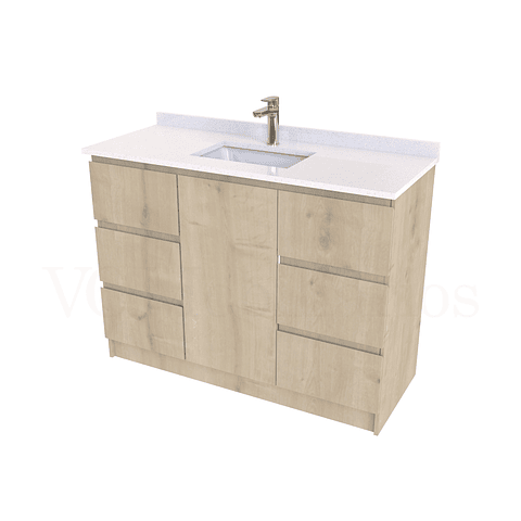 Mueble vanitorio al piso de 120 cm con cubierta de cuarzo M6-1238 / Rustico