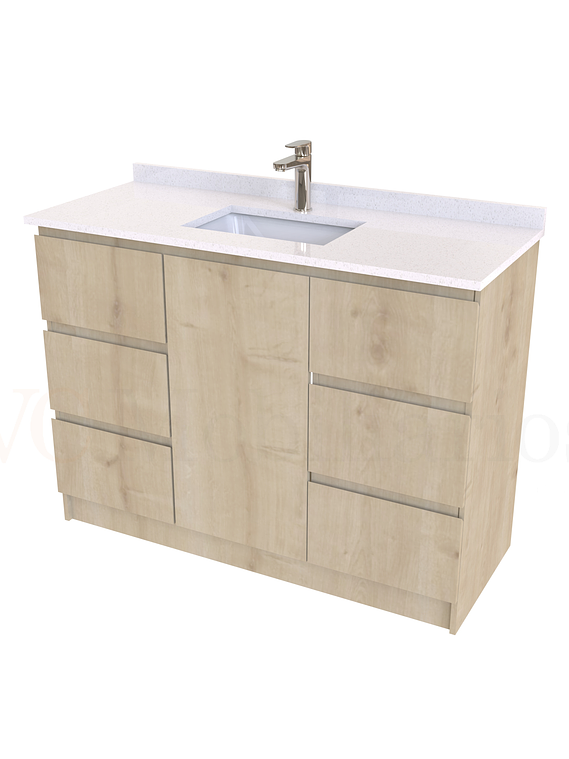 Mueble vanitorio al piso de 120 cm con cubierta de cuarzo M6-1238 / Rustico 1