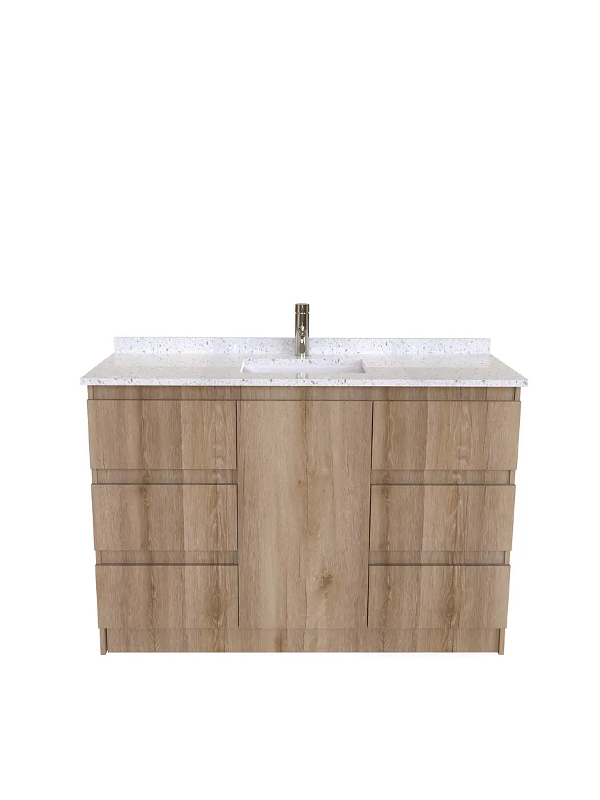 Mueble vanitoro simple de 120 cm / m8 / Cuarzo blanco galaxys / Cava 1