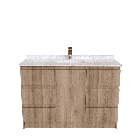 Mueble vanitoro simple de 120 cm / m8 / Cuarzo blanco galaxys / Cava