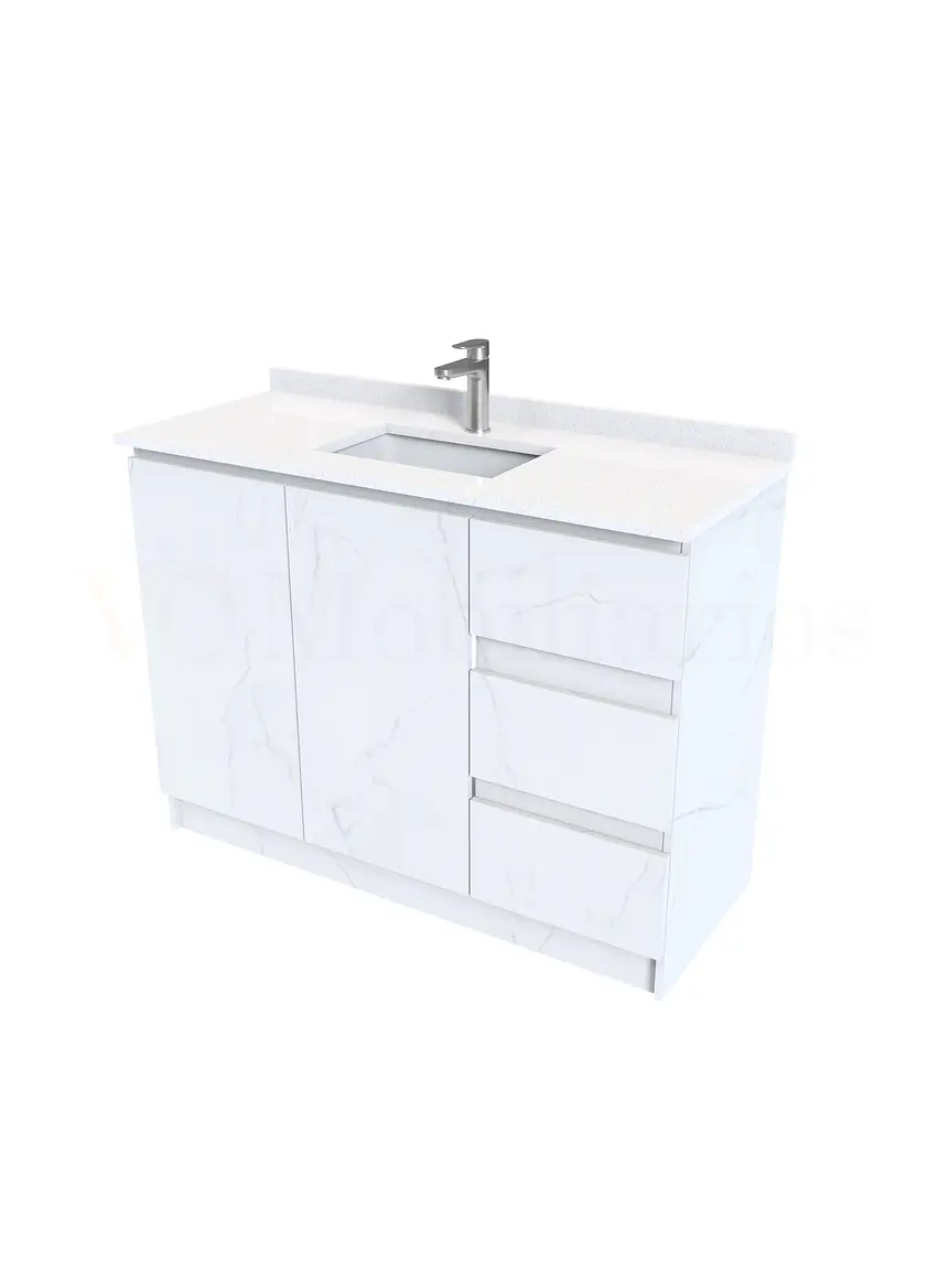 Mueble vanitorio al piso de 130 cm con cubierta de cuarzo M2-1338 / Marmara 2