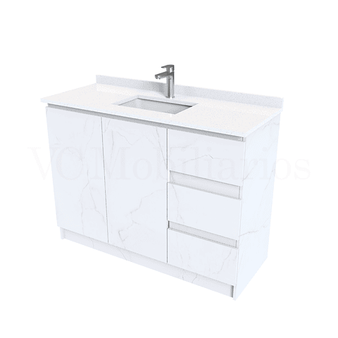 Mueble vanitorio al piso de 130 cm con cubierta de cuarzo M2-1338 / Marmara