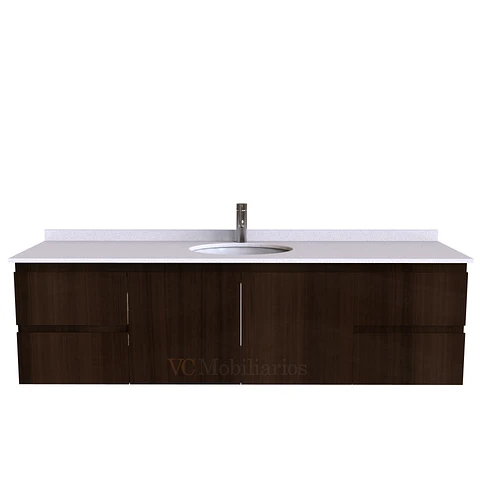 Mueble Vanitorio aereo simple de 180 cm M2-1808 / Chocolate