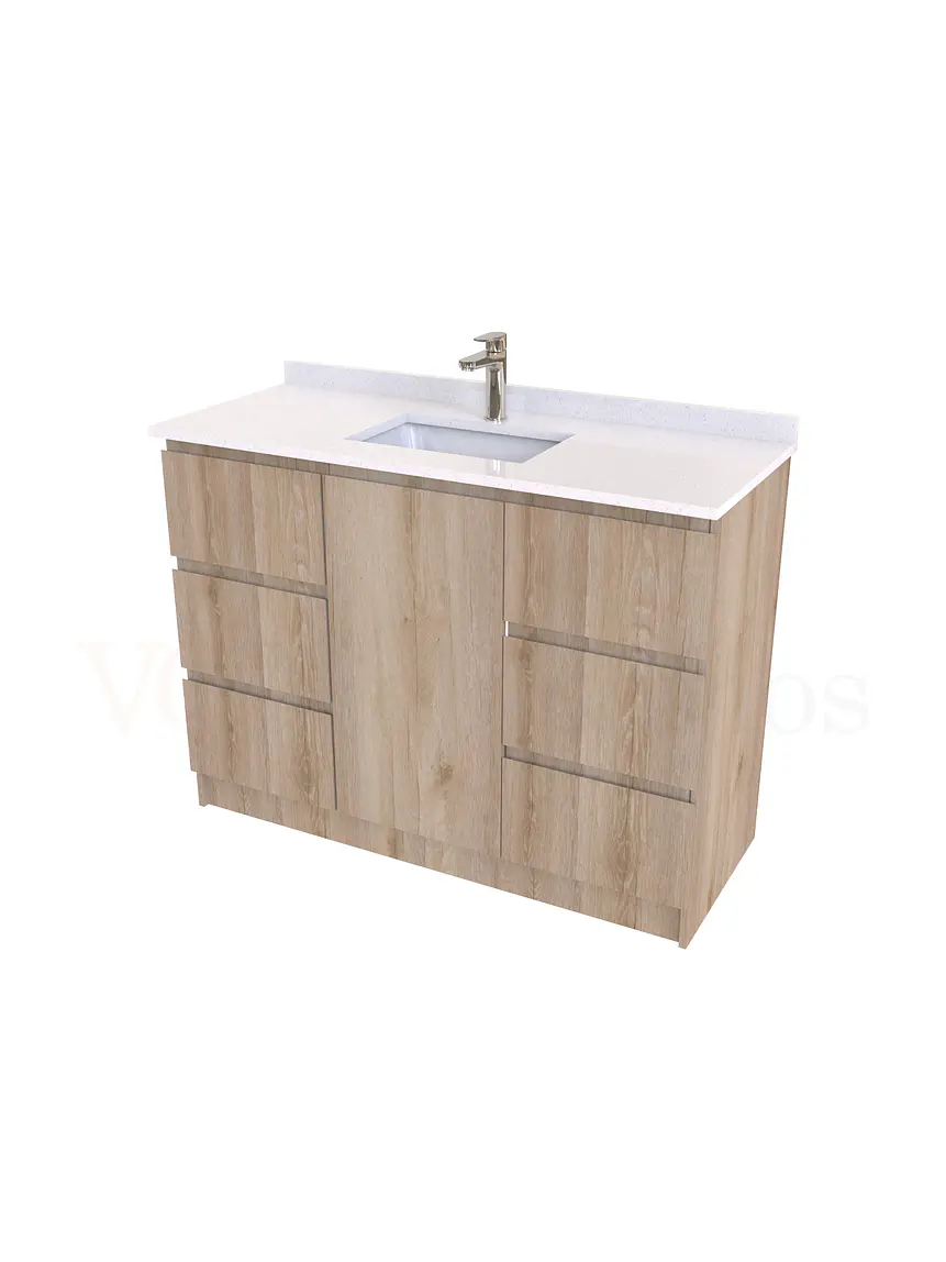Mueble vanitorio al piso de 120 cm con cubierta de cuarzo M6-1238 / Cava 1