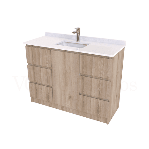 Mueble vanitorio al piso de 120 cm con cubierta de cuarzo M6-1238 / Cava