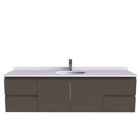 Mueble Vanitorio aereo simple de 180 cm M2-1808 / Titanio