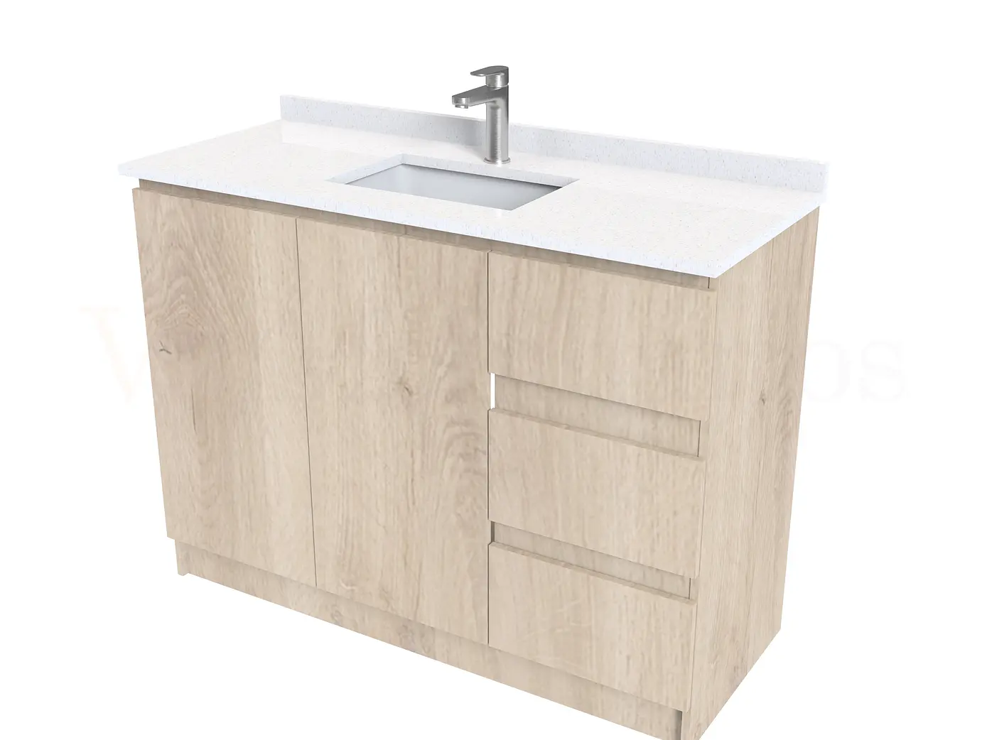 Mueble vanitorio al piso de 130 cm con cubierta de cuarzo M2-1338 / Jerez 1