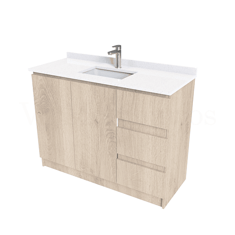 Mueble vanitorio al piso de 130 cm con cubierta de cuarzo M2-1338 / Jerez