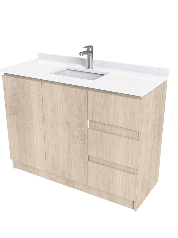 Mueble vanitorio al piso de 130 cm con cubierta de cuarzo M2-1338 / Jerez 1