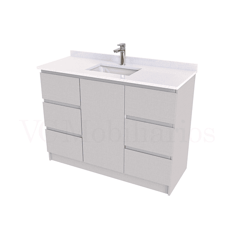 Mueble vanitorio al piso de 120 cm con cubierta de cuarzo M6-1238 / Giorno