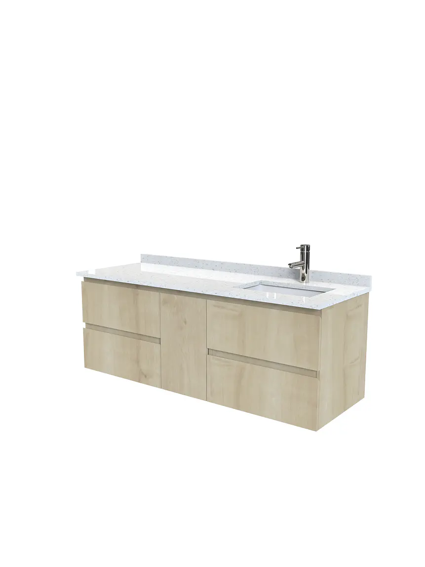Mueble vanitorio Aéreo de 150 cm con cubierta de cuarzo / M2-1533 -A / Rustico 1