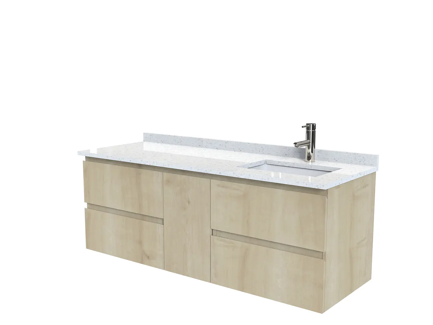 Mueble vanitorio Aéreo de 150 cm con cubierta de cuarzo / M2-1533 -A / Rustico 1