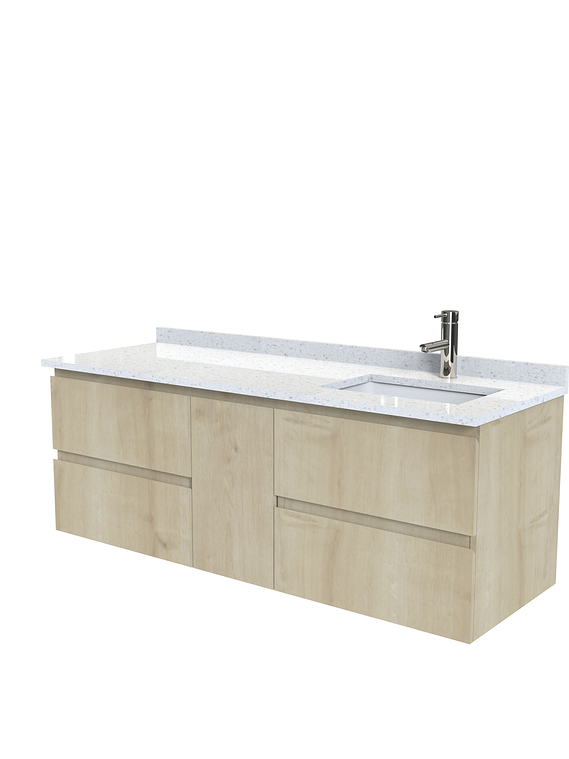 Mueble vanitorio Aéreo de 150 cm con cubierta de cuarzo / M2-1533 -A / Rustico 1