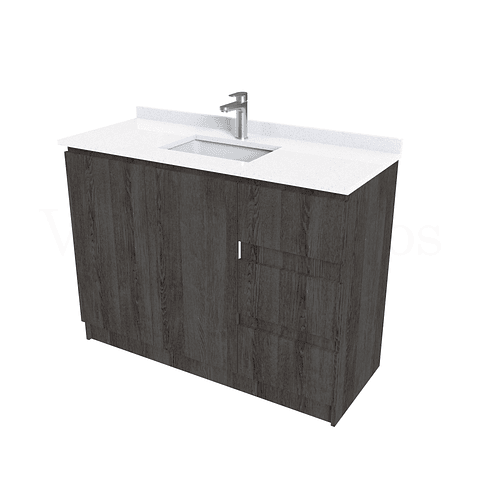 Mueble vanitorio al piso de 130 cm con cubierta de cuarzo M2-1338 / Espresso