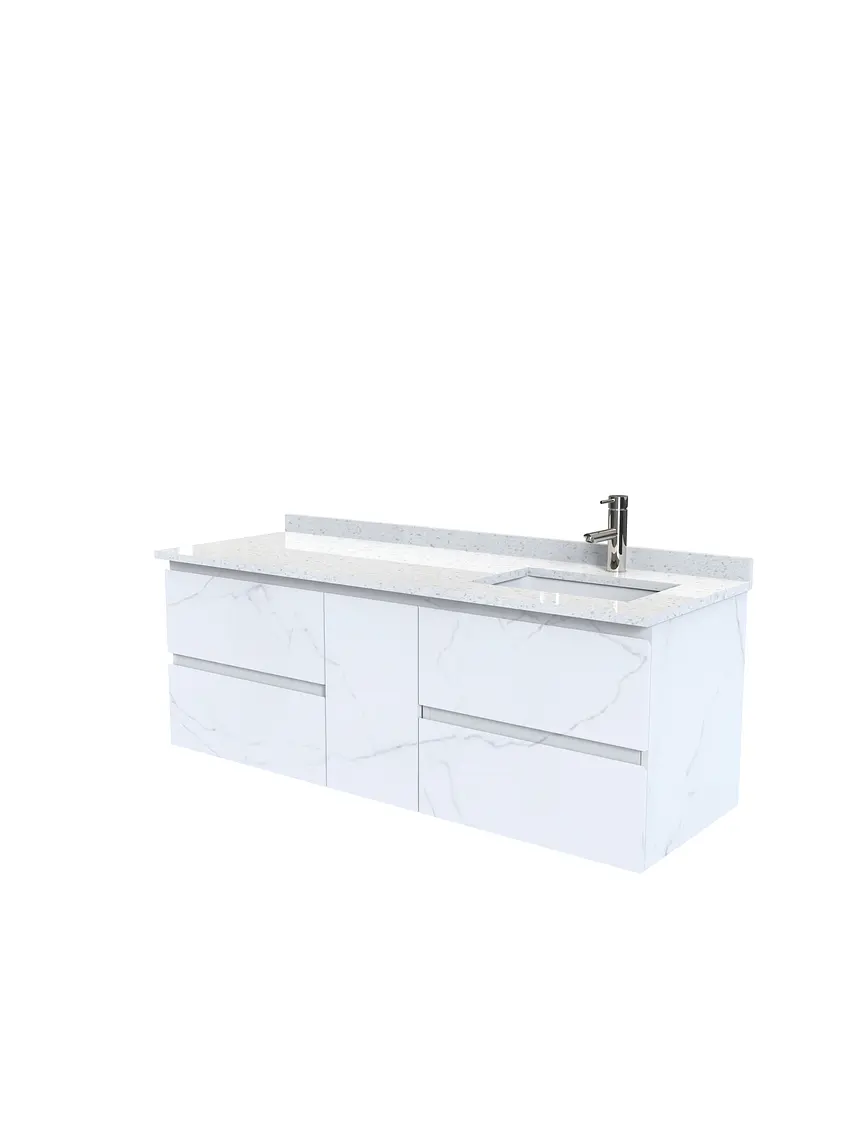 Mueble vanitorio Aéreo de 150 cm con cubierta de cuarzo / M2-1533 -A / Marmara 1