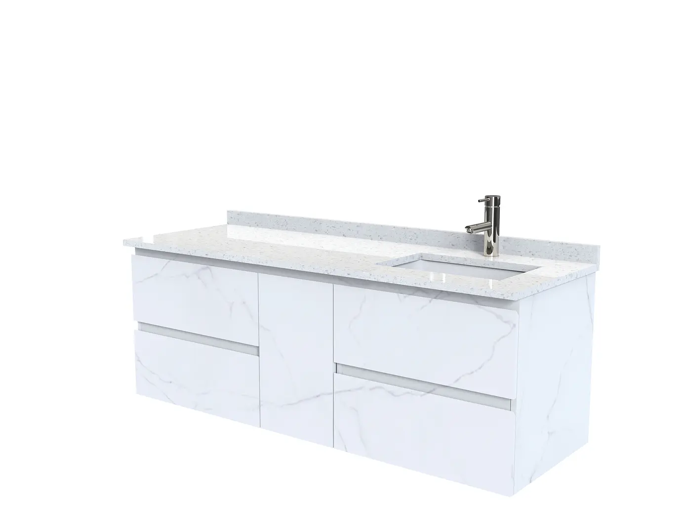 Mueble vanitorio Aéreo de 150 cm con cubierta de cuarzo / M2-1533 -A / Marmara 1