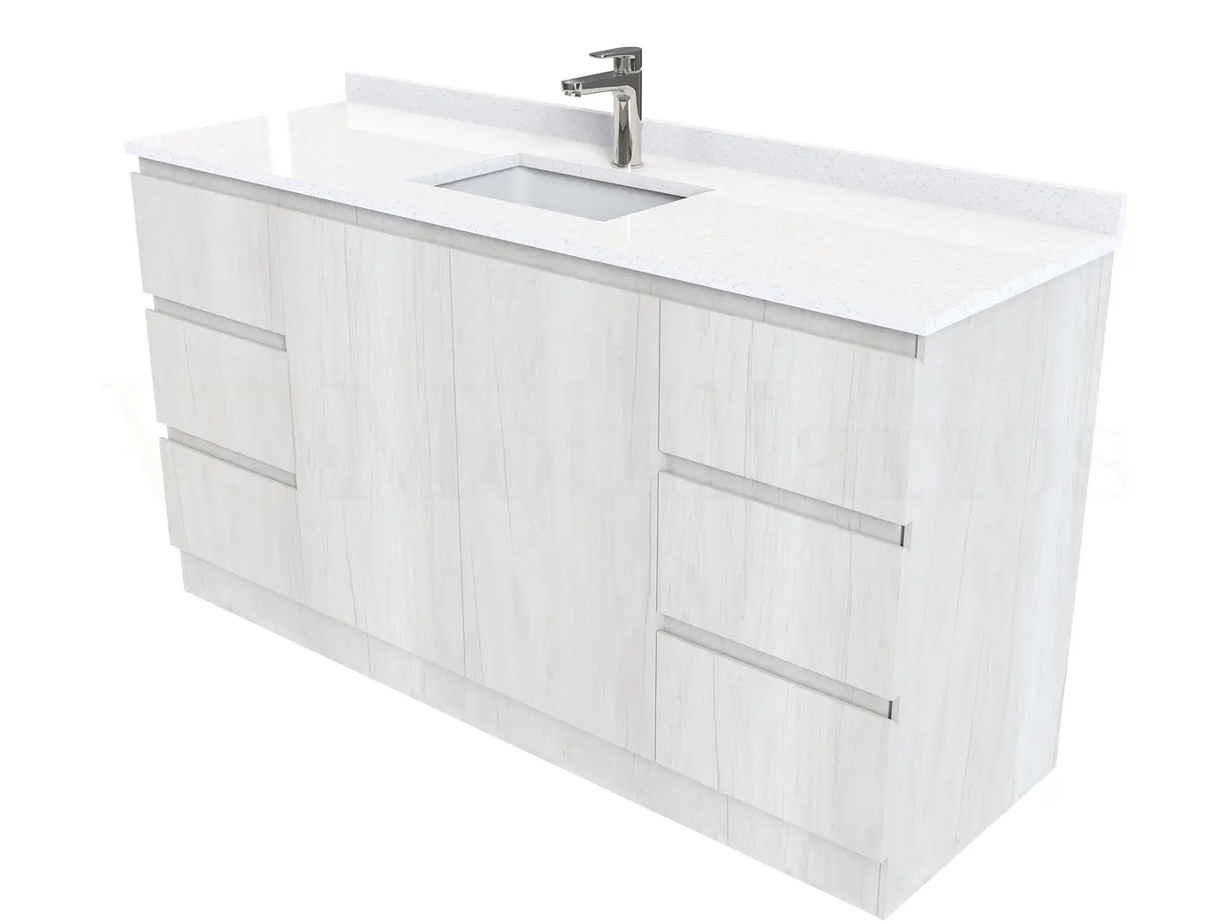 Mueble vanitorio al piso de 140 cm con cubierta de cuarzo M6-1438 /  Toscana 1