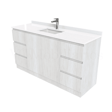 Mueble vanitorio al piso de 140 cm con cubierta de cuarzo M6-1438 /  Toscana