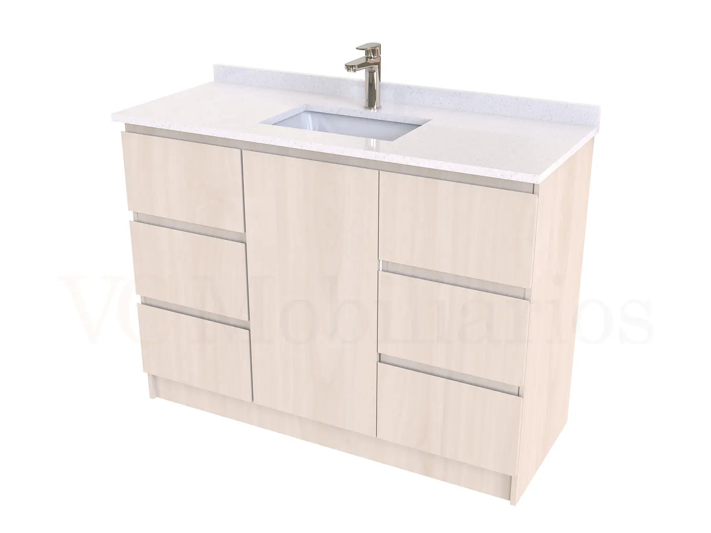 Mueble vanitorio al piso de 120 cm con cubierta de cuarzo M6-1238 / Nougat 1