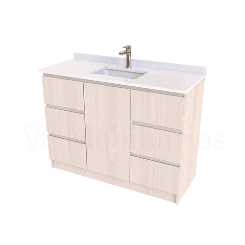 Mueble vanitorio al piso de 120 cm con cubierta de cuarzo M6-1238 / Nougat