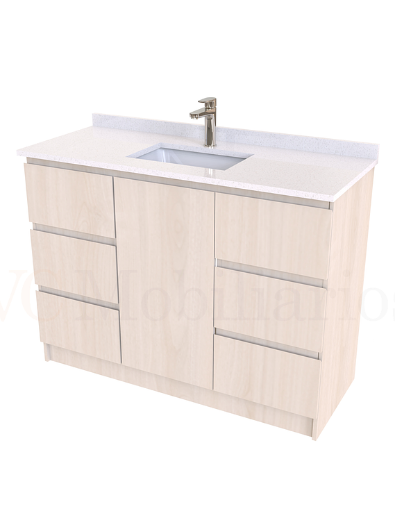 Mueble vanitorio al piso de 120 cm con cubierta de cuarzo M6-1238 / Nougat 1