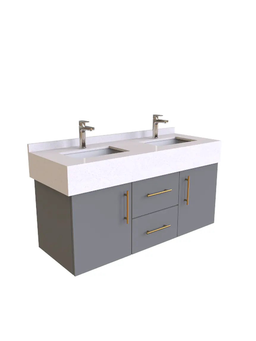 Mueble vanitorio Doble Aéreo  de 130 cm /  F1-1323 -DA / Carbón 1