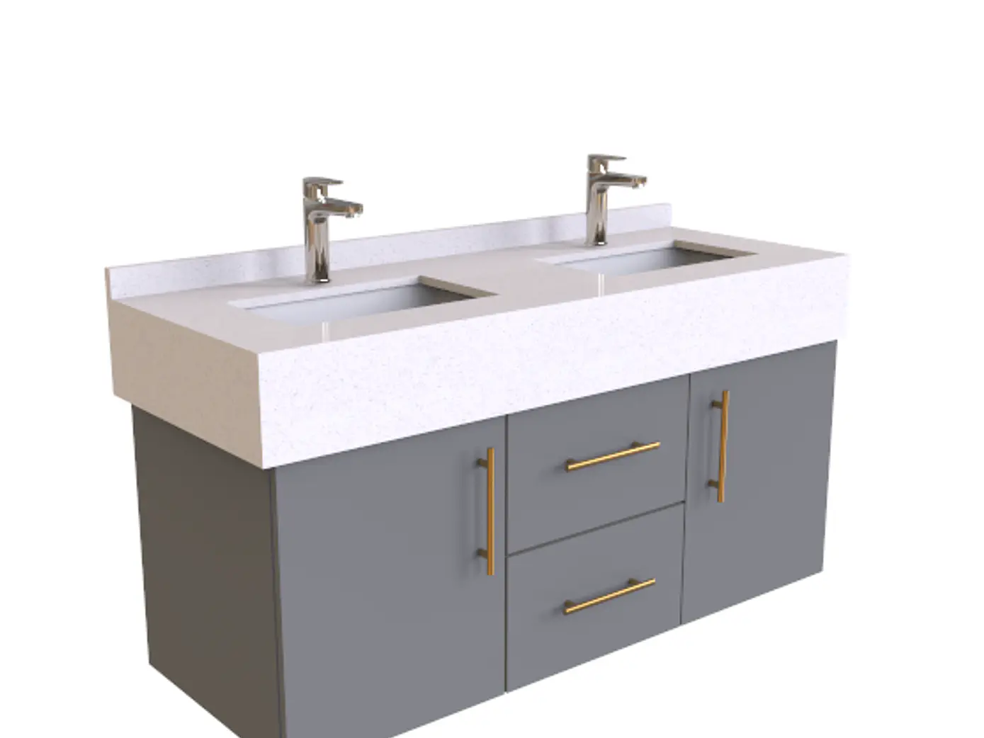 Mueble vanitorio Doble Aéreo  de 130 cm /  F1-1323 -DA / Carbón 1