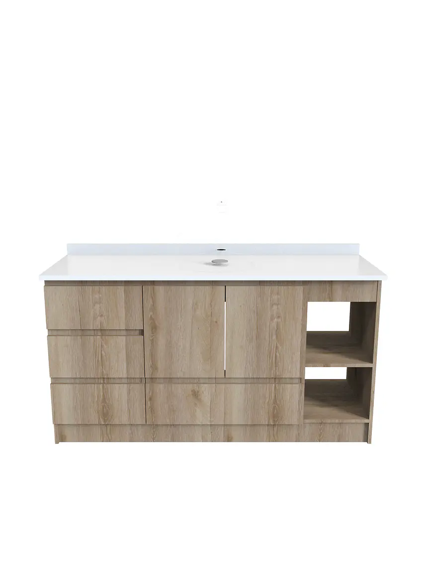 Mueble Vanitorio al piso para lavamanos sobre poner de 140 cm M2-1400-SPP / Cava 1