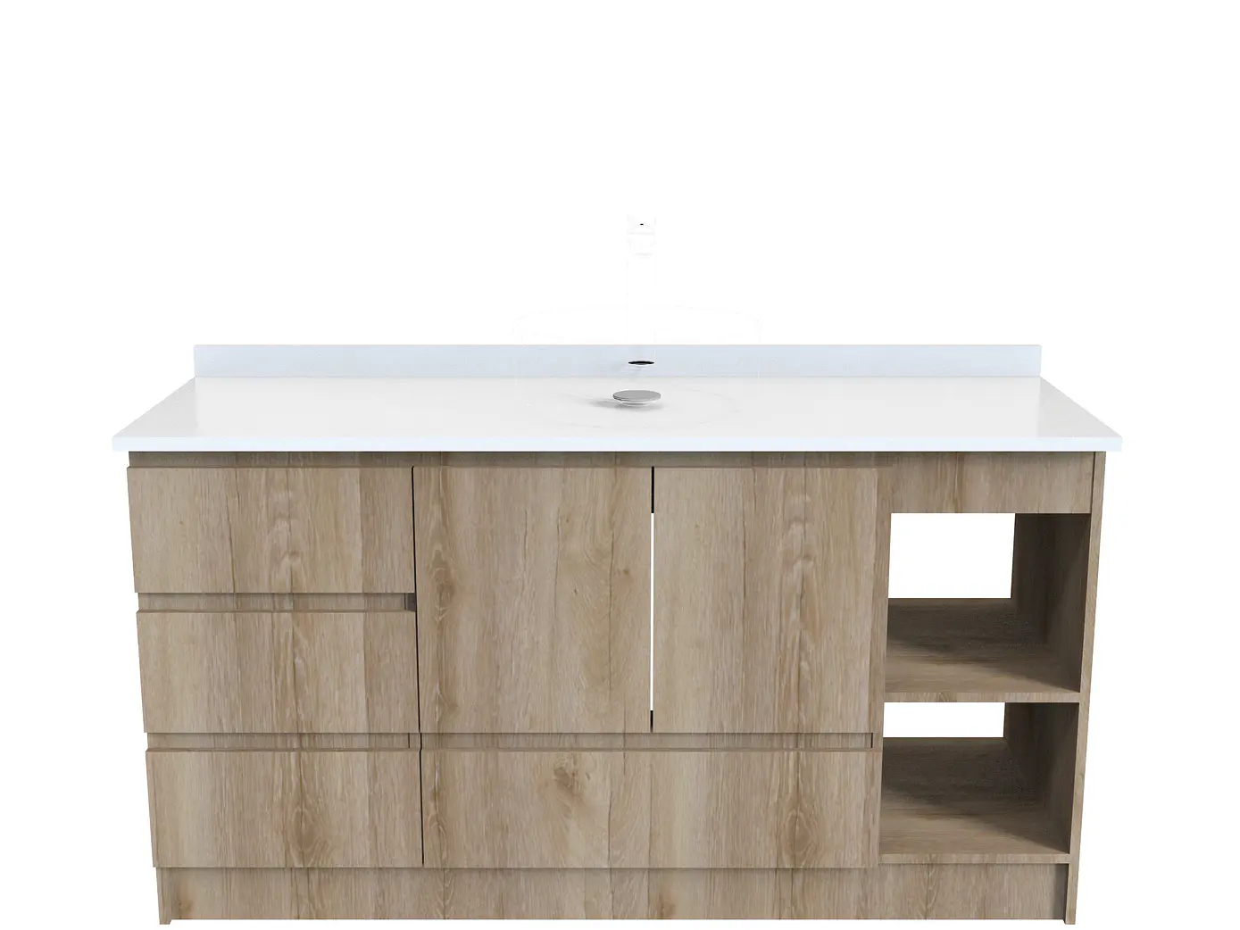 Mueble Vanitorio al piso para lavamanos sobre poner de 140 cm M2-1400-SPP / Cava 1