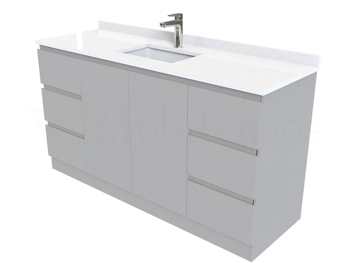 Mueble vanitorio al piso de 140 cm con cubierta de cuarzo M6-1438 /  Notte 1