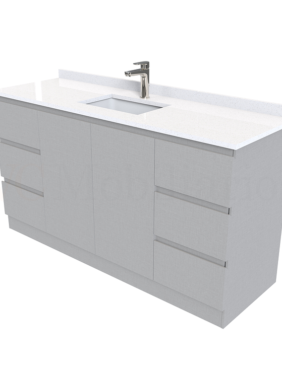 Mueble vanitorio al piso de 140 cm con cubierta de cuarzo M6-1438 /  Notte 1